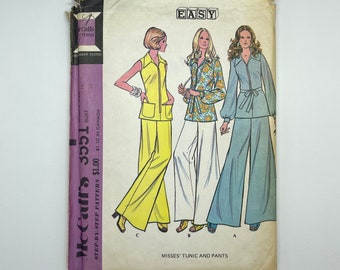 McCalls 3551 - Patrón de costura para túnica y pantalón vintage de mujer, años 70, talla 14
