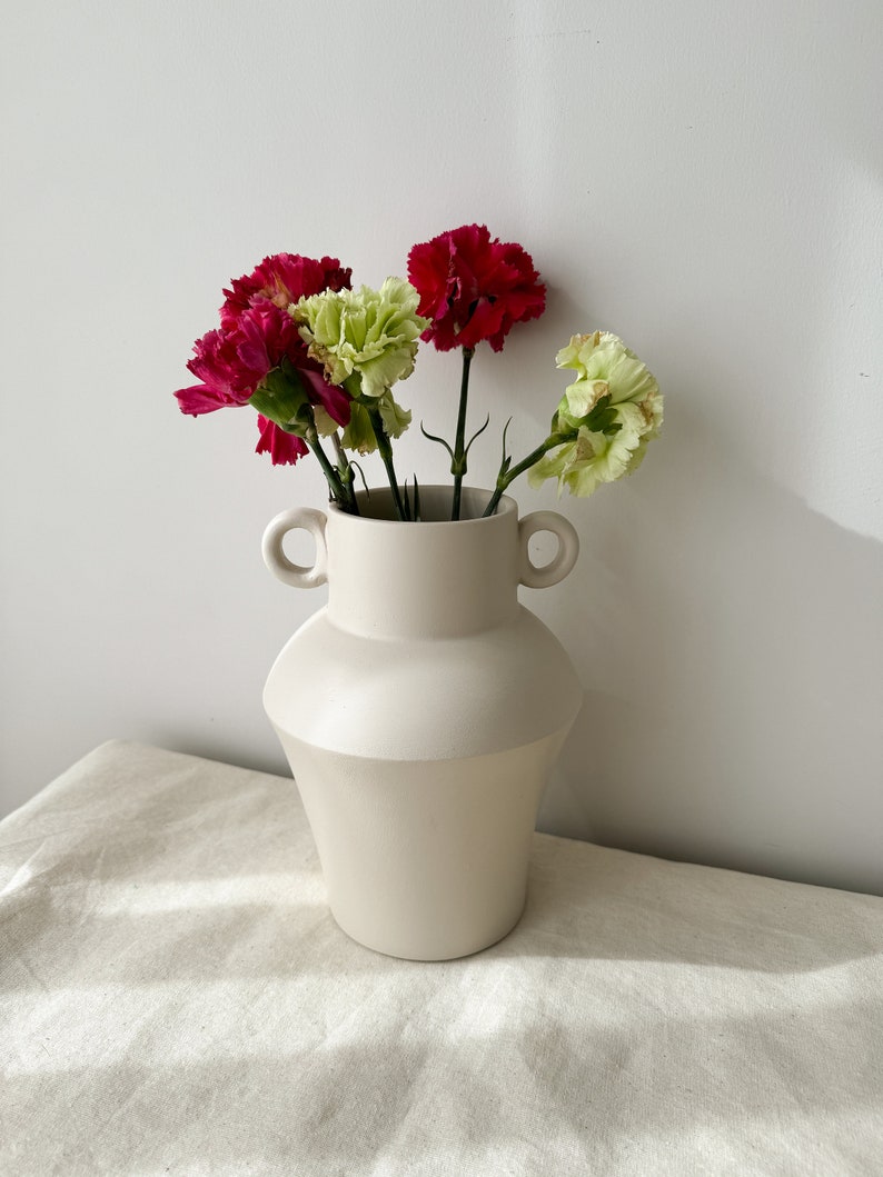 Scandinavian Handmade Ceramic Vase Cream Striped Vase Modern Vases Flower Pot Home Decoration Boho Vases for Dried Flower Wedding Decoration zdjęcie 5