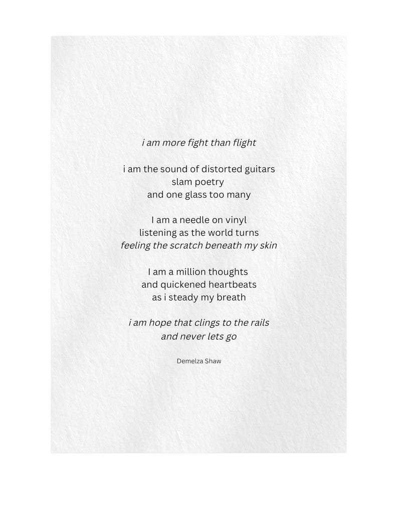 Fight Insecurity Poems Anxiety Warrior - Poetry Print (A4 Digital Download) - Etsy