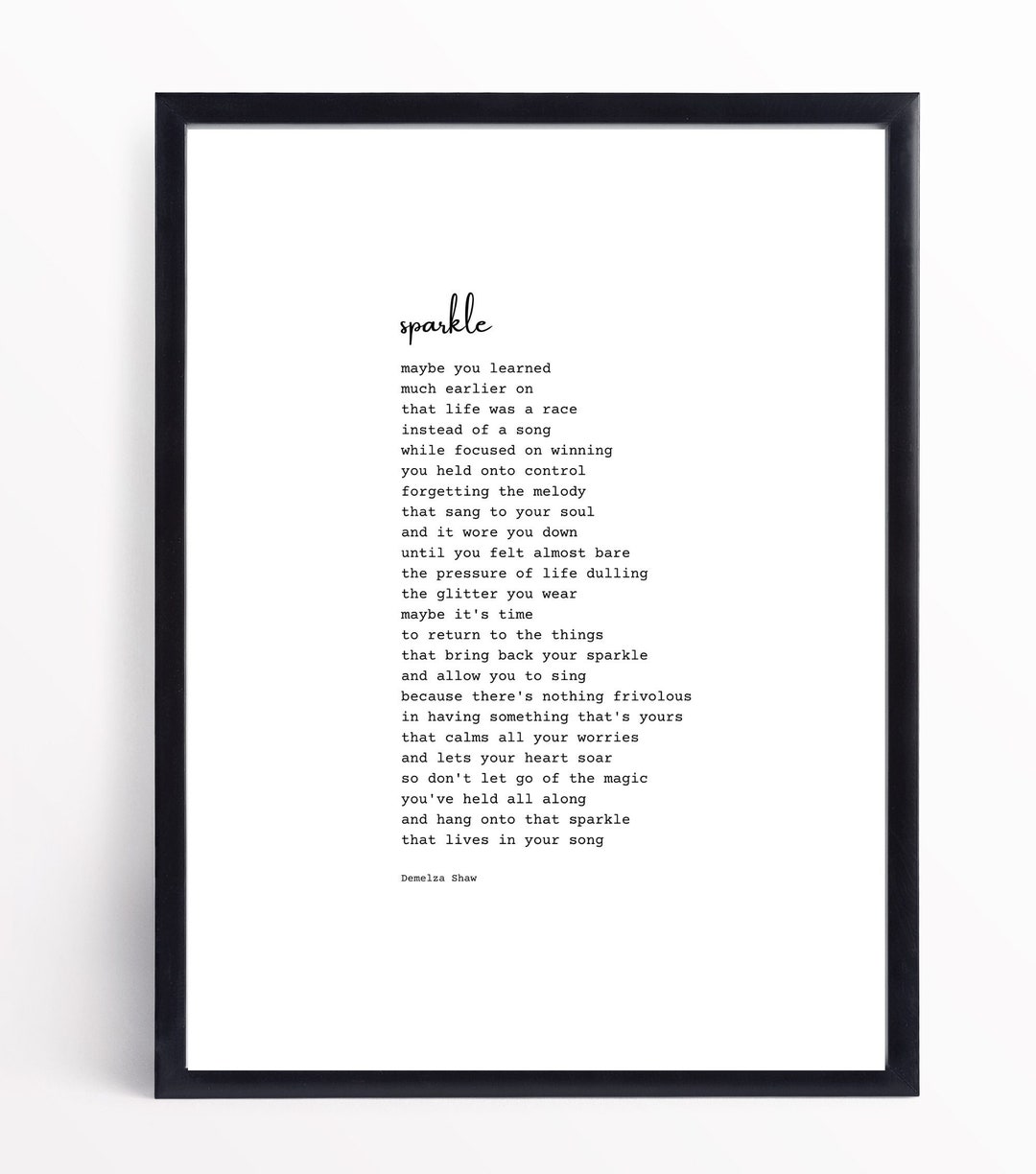 Sparkle Printable Poem A4 Digital Download, Digital Poem, Poetry Print