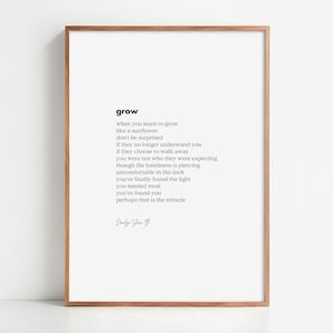 Grow - Downloadable Poetry Print (Digital Print) A4, Inspiring Poem, Poetry Gift, Poetry Art