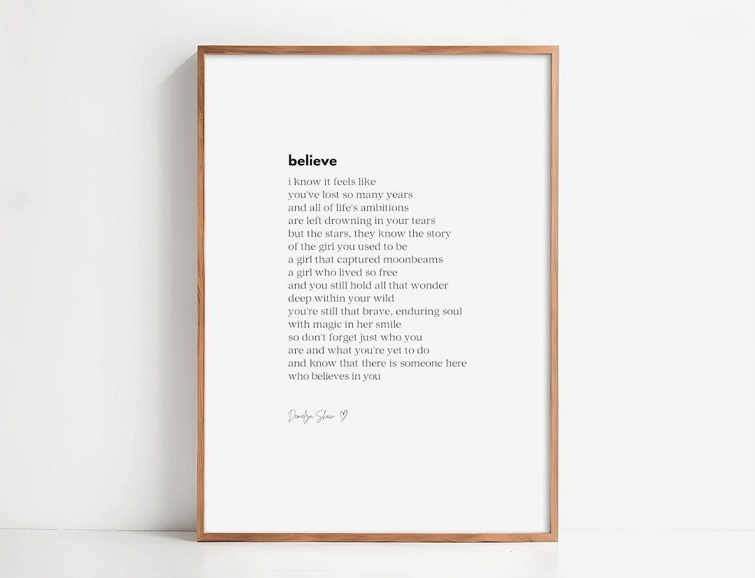 Believe - Printable Poem (A4 Digital Download) - Etsy