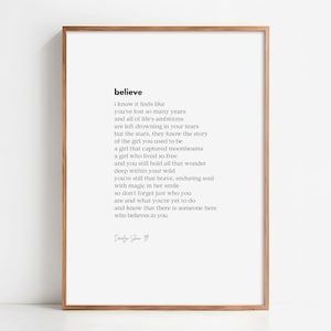 Believe - Druckbare Gedicht (A4 Digital Download)