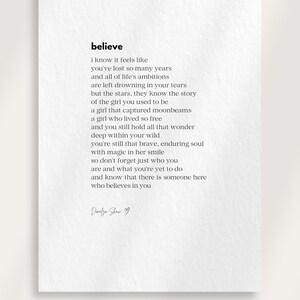 Believe - Printable Poem (A4 Digital Download) - Etsy