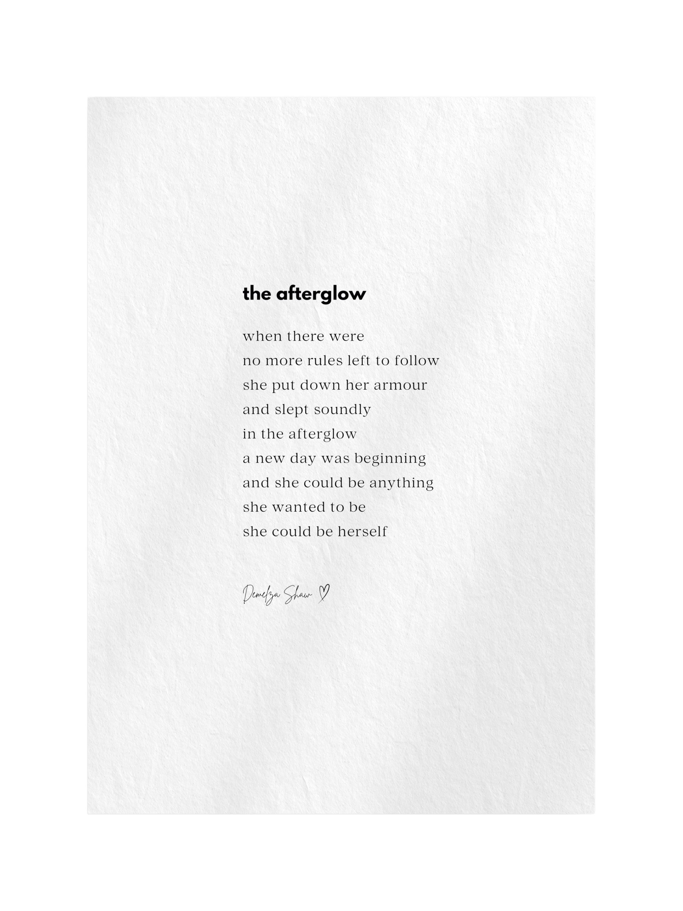 The Afterglow Printable Poem (A4 Digital Download) Digital Poem