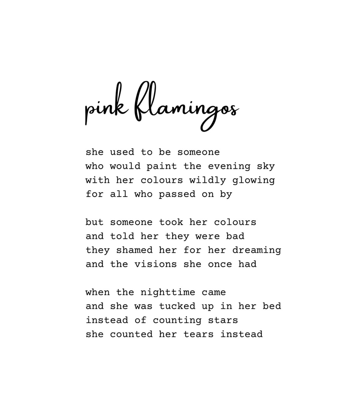 Pink Flamingos Poetry Print A4 digital Download Inspiring Etsy