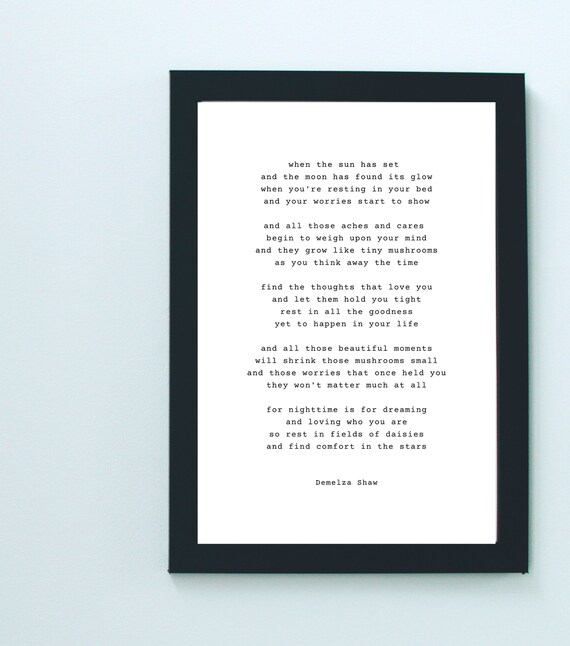 Tiny Mushrooms Poetry Print A4 digital Download Inspiring Etsy