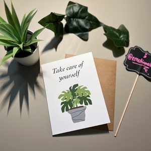 Prenez soin de vous | Carte de vœux émotionnelle | Édifiant | Dame des plantes | Plantes | Cartes émotionnelles avec enveloppe