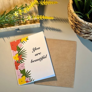 Du bist schön | Florale emotionale Grußkarte | Emotionale Karten mit Umschlag