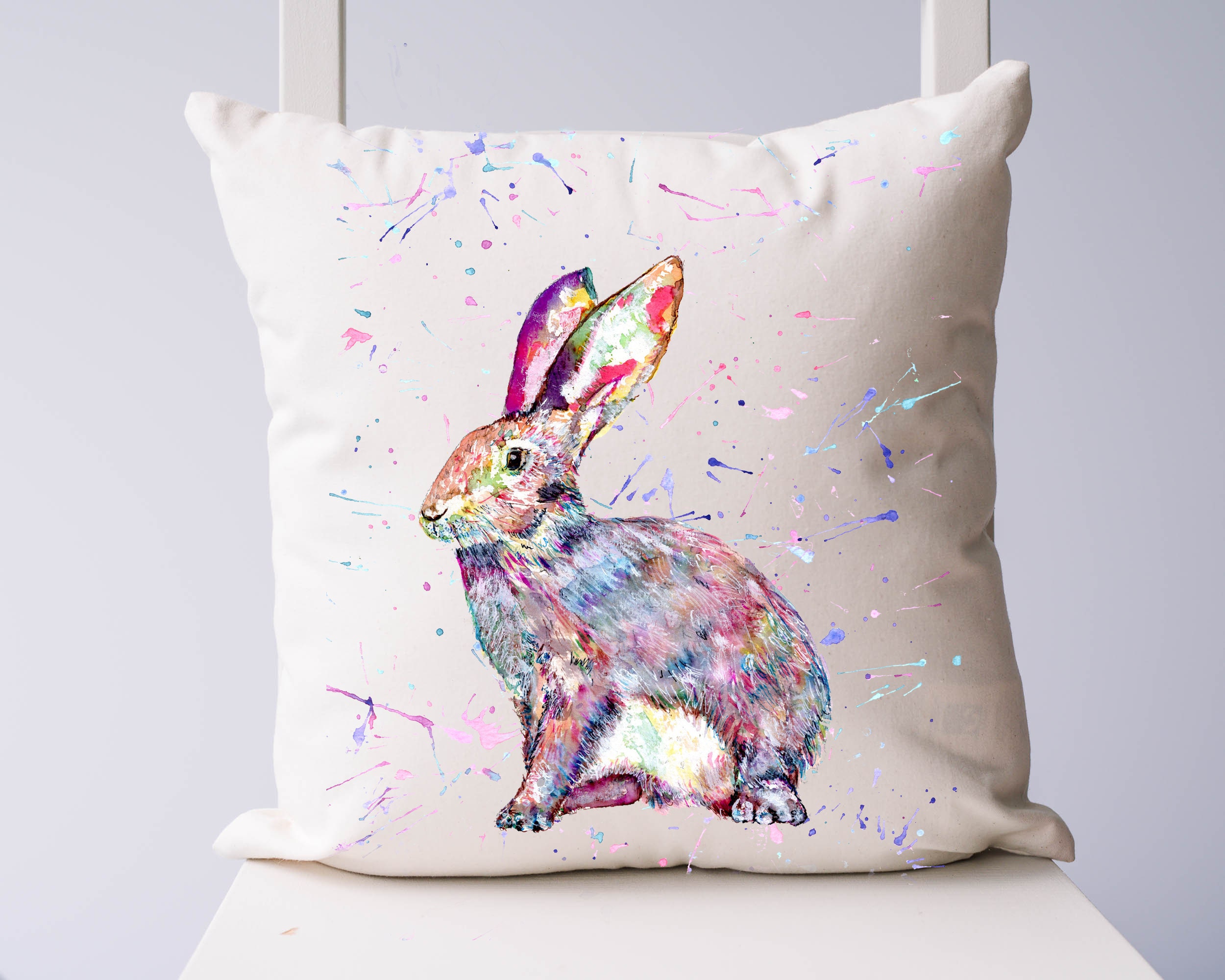 Funky Contemporary Watercolour Hare Cushion Pillow Home - Etsy