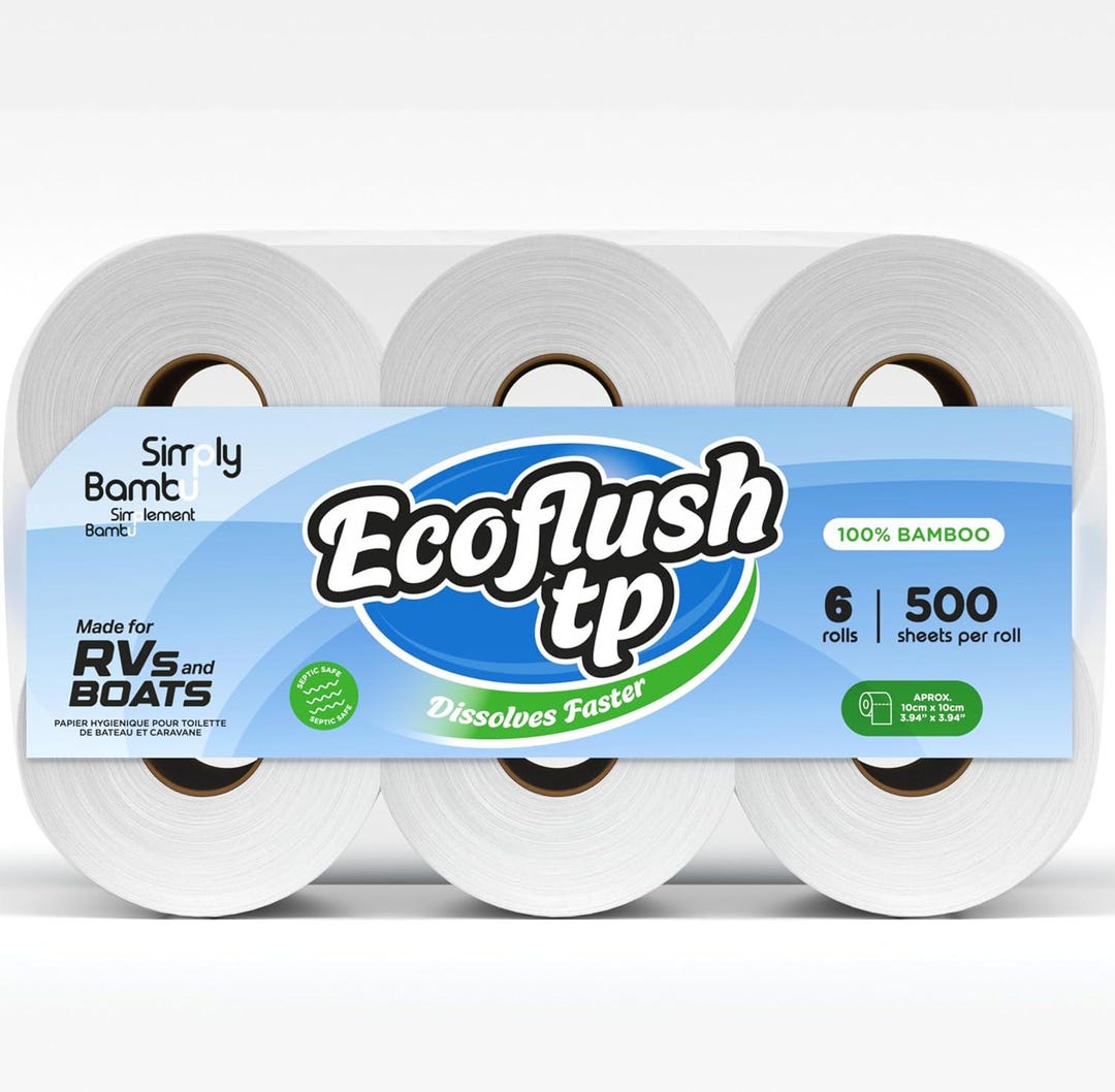 RV Toilet Paper, Septic Tank Safe, 500 Sheets, 6 Rolls, 2ply, Dissolves ...