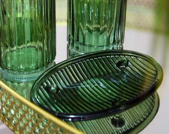 15.3CM Glass Soap Dish Green