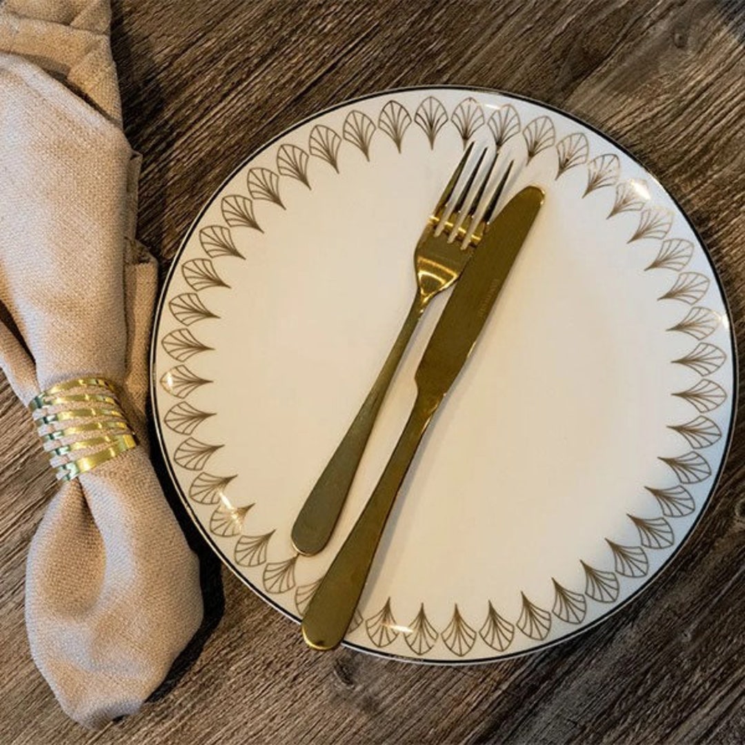 Dinner Plate in Art Deco Style Black and Gold Etsy