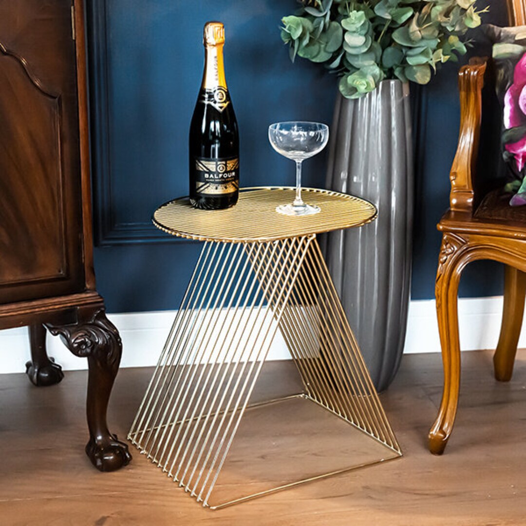 Art Deco Style Modern Gold Wire Table With Dualstanding Legs Etsy UK