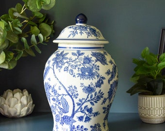 14” Ginger Jar - Blue/White Design