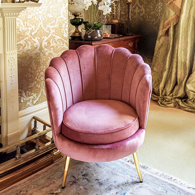 Dusky Pink Darcy Velvet Shell Chair With Gold Legs Etsy