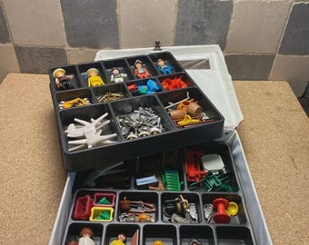 Playmobil, Klicky, Geobra, Famobil : Coffret orange vintage de 1975 avec contenu vintage