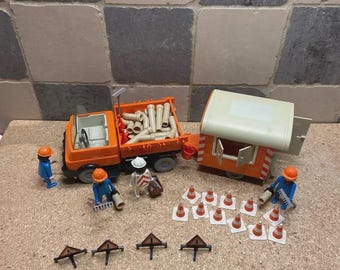 Playmobil, Klicky, Geobra, ensemble vintage, ouvriers de la voirie, années 70-80
