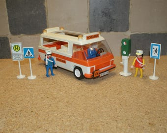 Playmobil, Klicky, Geobra, ensemble vintage 3521, bus scolaire vintage, comme neuf, rare