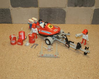 Playmobil, Klicky, Geobra, coffret vintage 3538, hors-bord avec remorque et accessoires