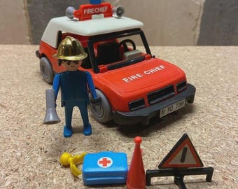 Playmobil, Klicky, Geobra, coffret vintage 3216, Chef des pompiers, années 1970-1980