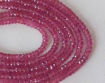 Ruby Glass Filled Faceted Rondelle Beads, Jewelry Making (3.00-4.50 mm)