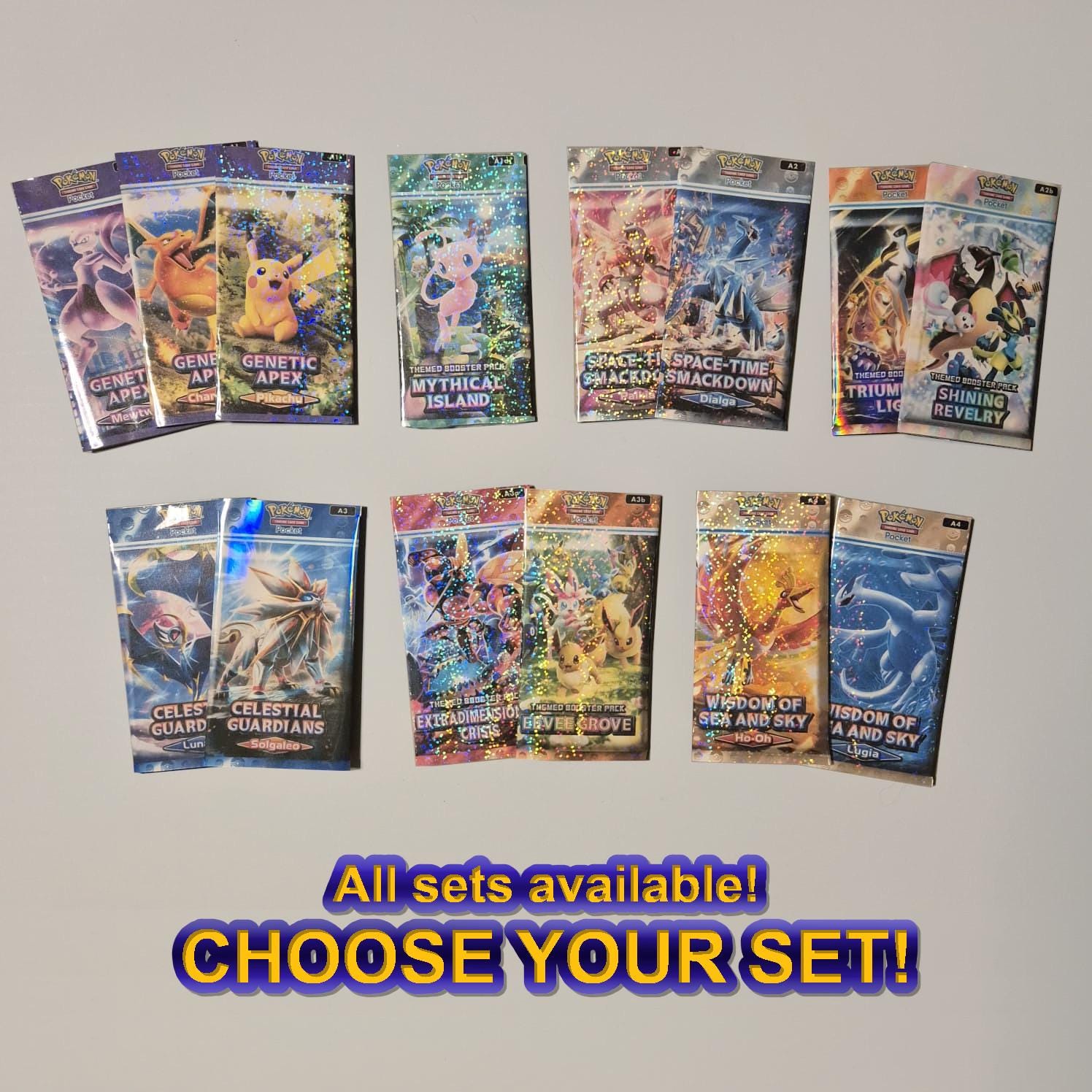 Pokemon TCG Pocket App - Custom Replica Booster! All expansions! 3 cards of your choice in each booster!