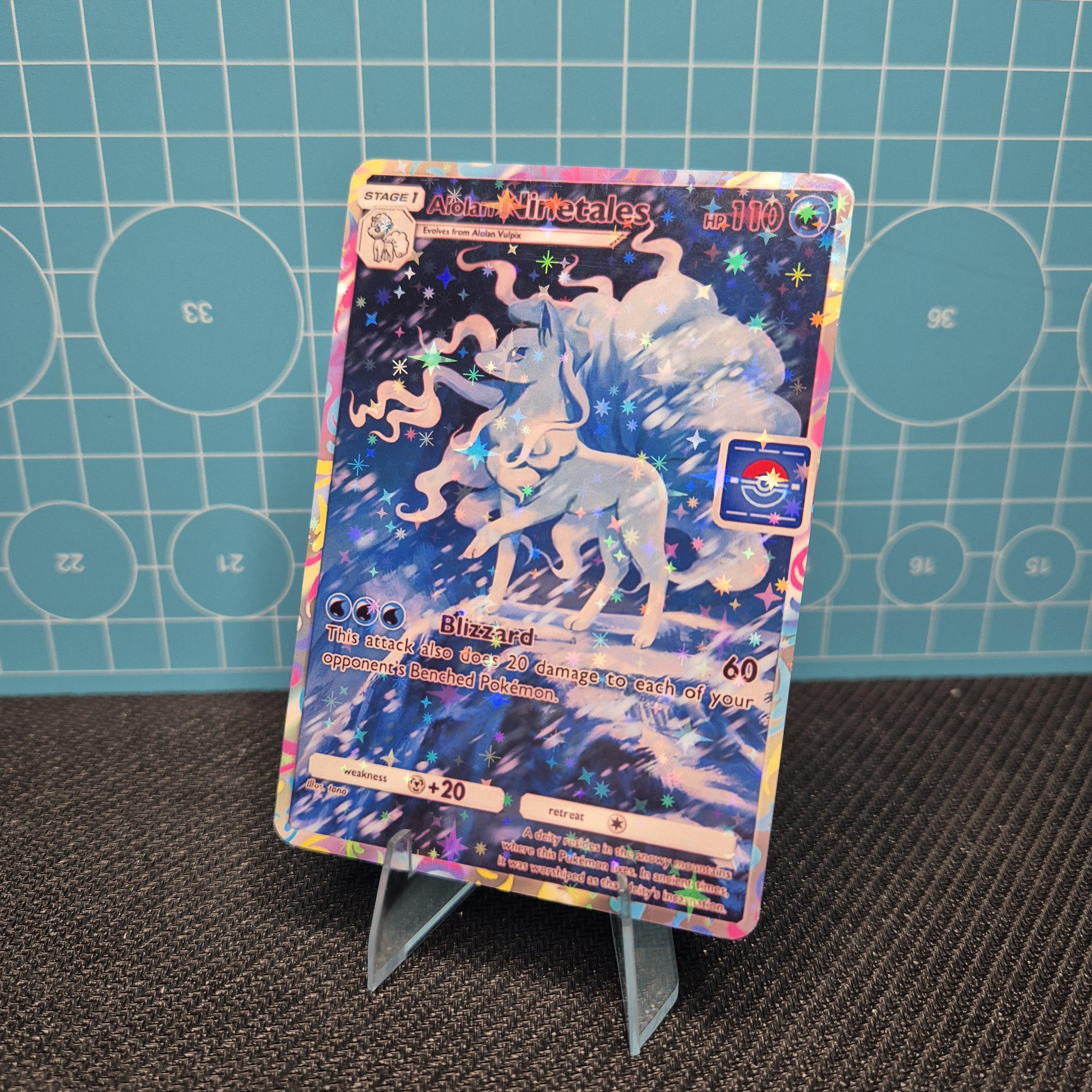 black pokemon cards value Custom Holo Ninetales and alolan ninetales tag team Pokemon card –  MarinkiArt main image 1