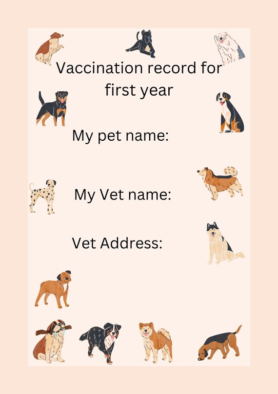 Puppy Vaccination Record printable or Downloadable Template - Etsy