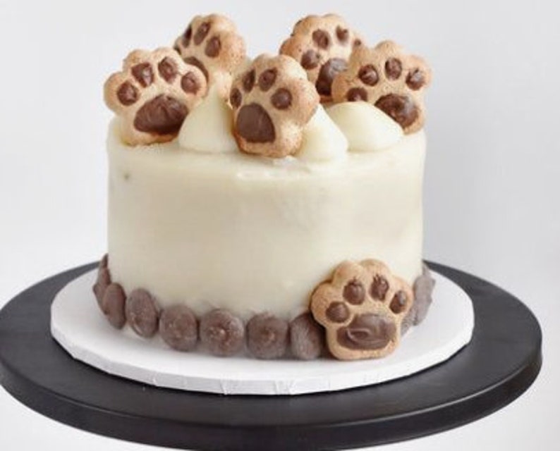 Organic dog cake with Paw cookies image 1