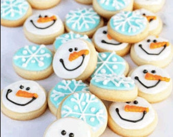 Customizable Organic Olaf and Winter Snowflake dog cookies of small to medium size