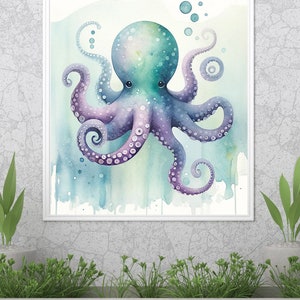 Ocean Creatures Nursery Artwork Octopus Whale Dolphin Home Decor Art Gift for Nursery Postpartum Mom