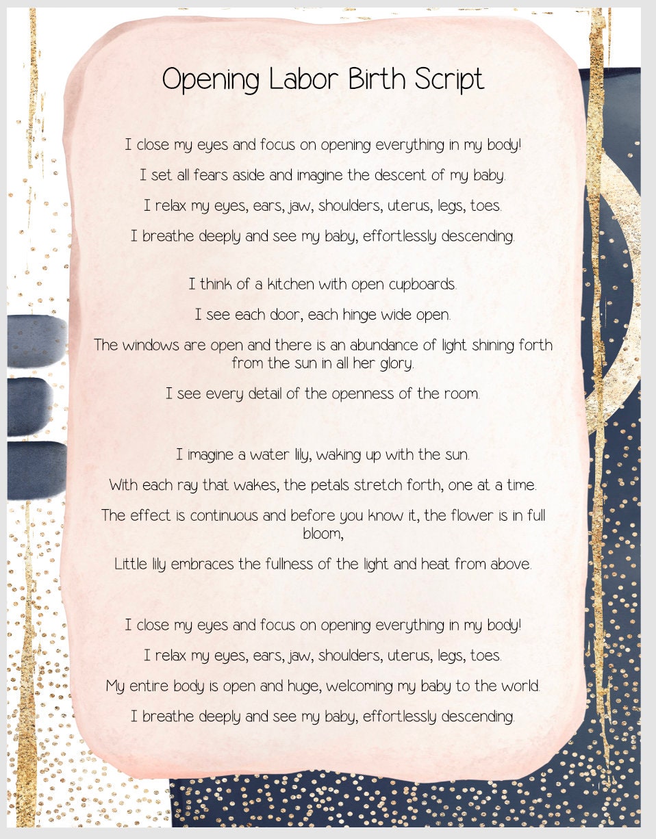 Script Birthchart Birth Script Bundle for Delivery Hypnobirthing Positive Labor ...