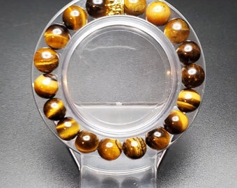 Bracelet couronne de reine oeil de tigre - 10 mm