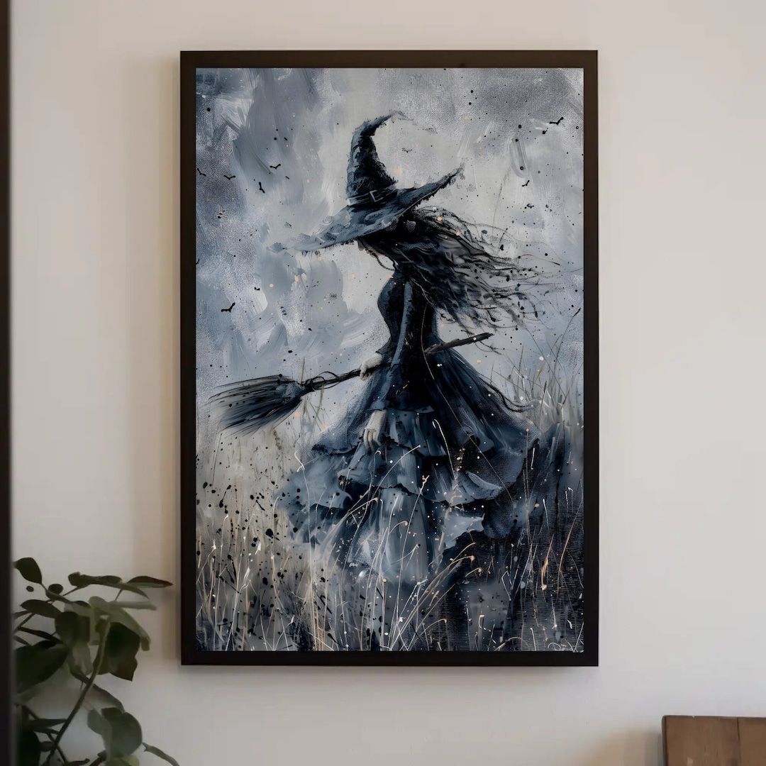 Minimalist Witch Wall Decor Watercolor Wall Art: Fantasy Style ...