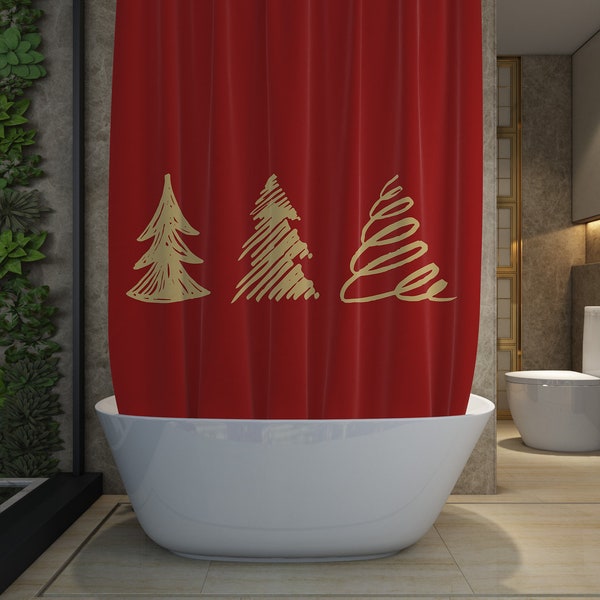 Christmas Shower Curtain Etsy