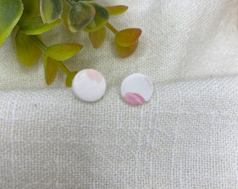 Ceramic Watercolor Stud Earrings-Handmade