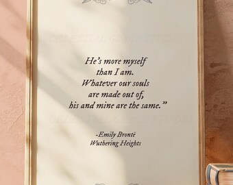 Wuthering Heights book Emily Bronte quotes Art, Classic Literature Vintage style prints