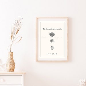 August Salt Air Lyrics Print, Folklore, Sea shells, Minimal, blue and beige, wall art, Swiftie prints Printable digital download