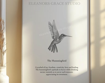 Hummingbird Art Print: Hand Drawn Illustration (Digital Download)