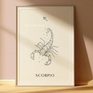 Scorpio A4 print Zodiac Star sign Astrology Print, Scorpion, Wall Art, Birthday Gift, Sun sign, Spirit animal, Illustration, Boho