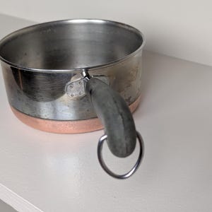 Vintage Revere Ware 1 Qt Saucepan | Copper Bottom Stainless Steel Pot | Clinton IL Revere Ware Pan | Small Retro Kitchen Cookware