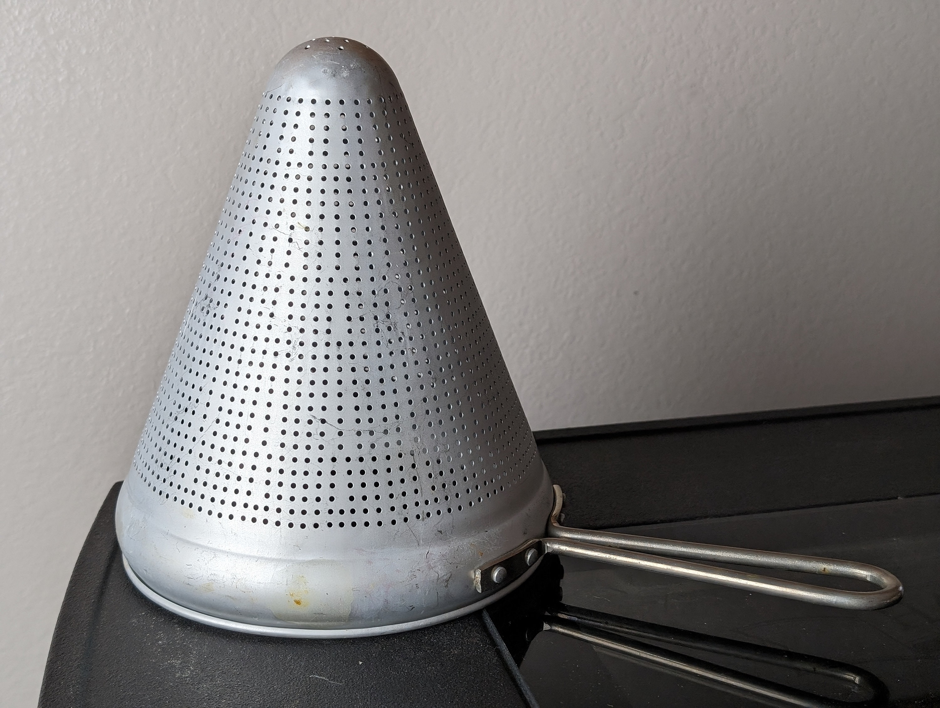 Aluminum Cone Food Mill, Vintage Metal Strainer, Food Prep Supply, Farm Style Decor, Canning