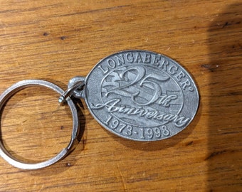 Longaberger 25th Anniversay 1973-1998 Vintage Metal Keychain