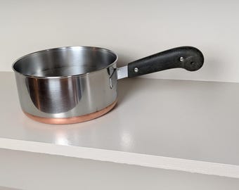 Vintage Revere Ware Saucepan with Copper Bottom | Stainless Steel 2 Qt Pot | Clinton IL Revere Ware Pan | Retro Kitchen Cookware