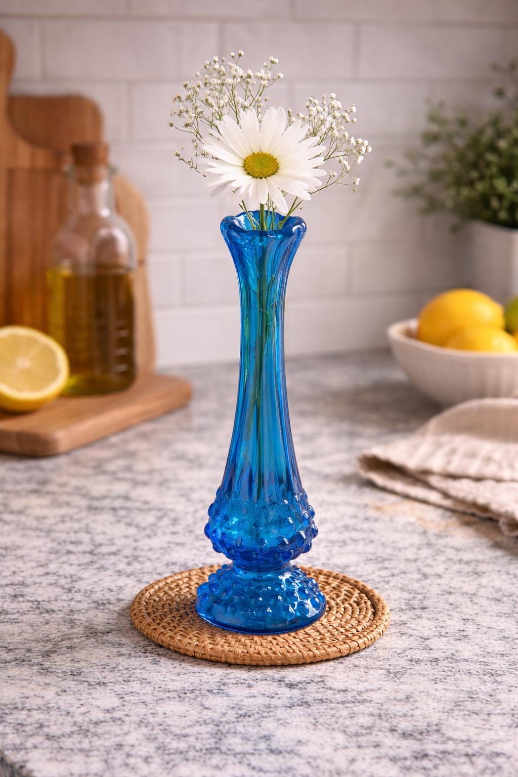 Fenton Blue Hobnail Swung Vase - Etsy