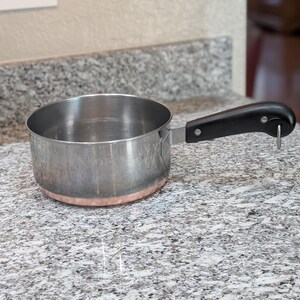 Vintage Revere Ware 1.5 Quart Saucepan, Copper Bottom Stainless Steel Pot, Clinton IL USA Cookware, Small Sauce Pan No Lid