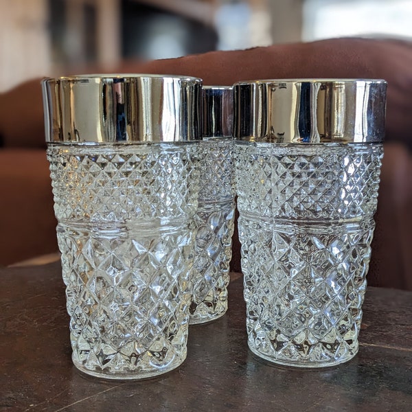 Wexford Press Glass tumblers with Silver Trim, Set of 3