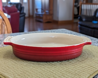 Le Creuset Red Oval Stoneware Baking, Casserole Dish 12 1/2&quot; x 8 1/2&quot;