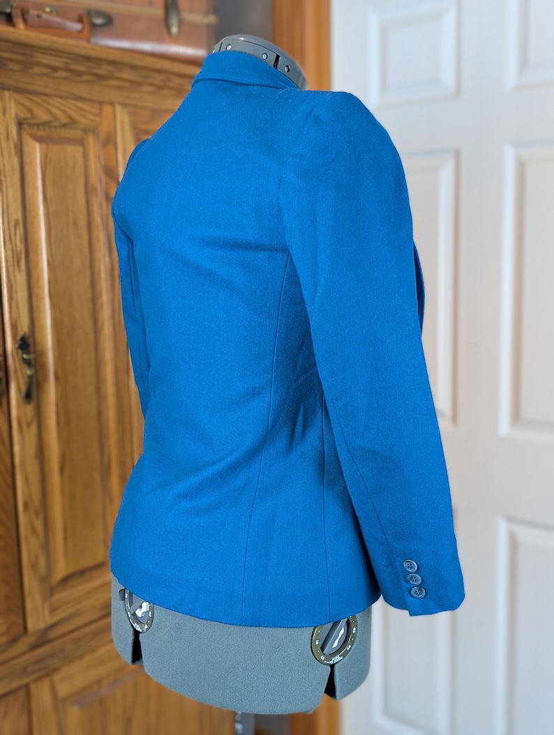 Pendleton Petite Wool Blazer Blue Vintage Women’s Jacket Tailored Career Coat Made USA, Size 4P image 6